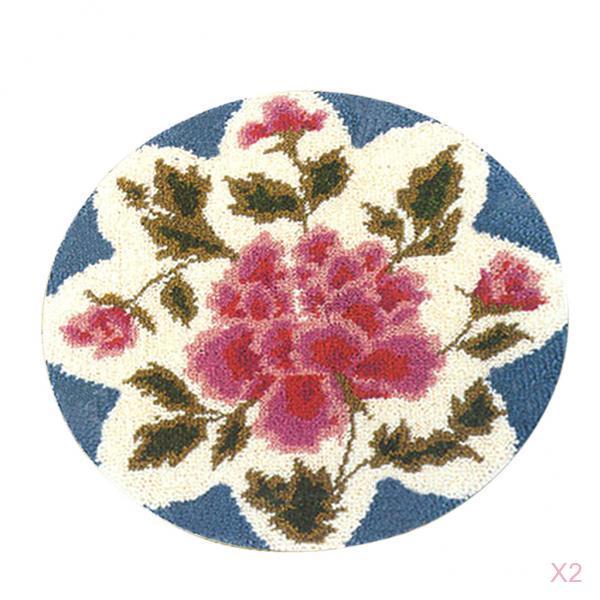 2 Sets Flower Latch Hook Kits for Adults Carpet Cushion Embroidery Crafts