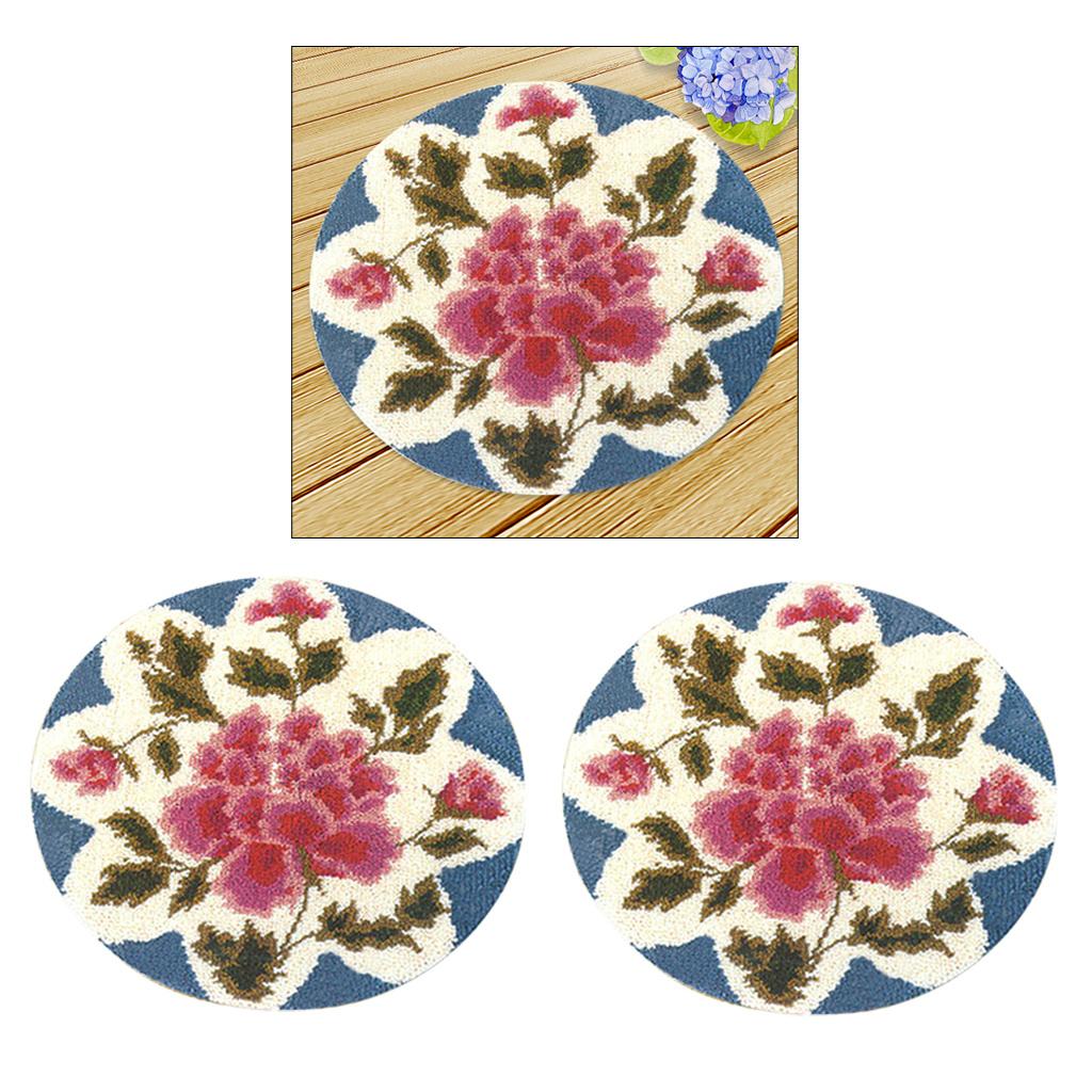 2 Sets Flower Latch Hook Kits for Adults Carpet Cushion Embroidery Crafts