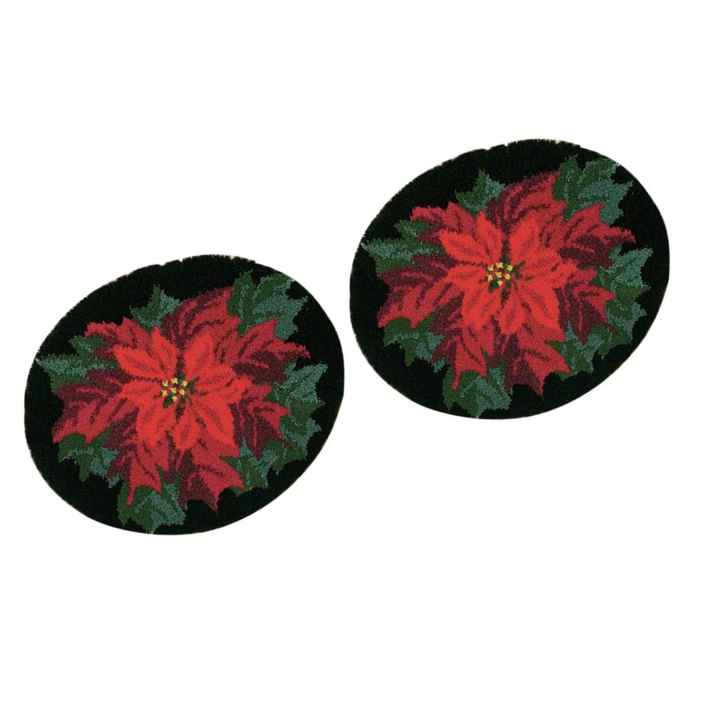 2 Sets Red Flower Latch Hook Kits for Adults Carpet Cushion Embroidery Craft
