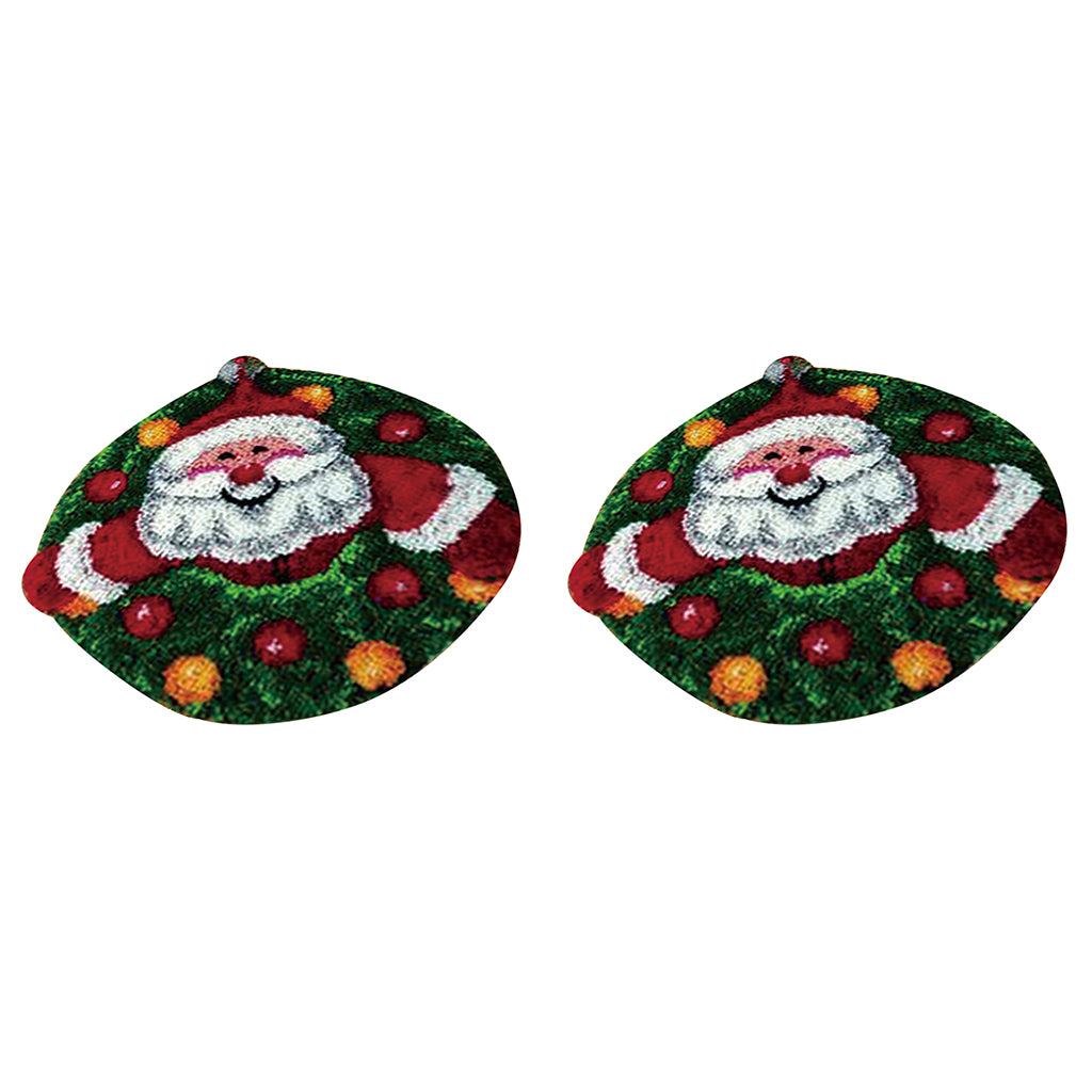 2 Set Santa Claus Latch Hook Kits for Adults Carpet Cushion Embroidery Craft