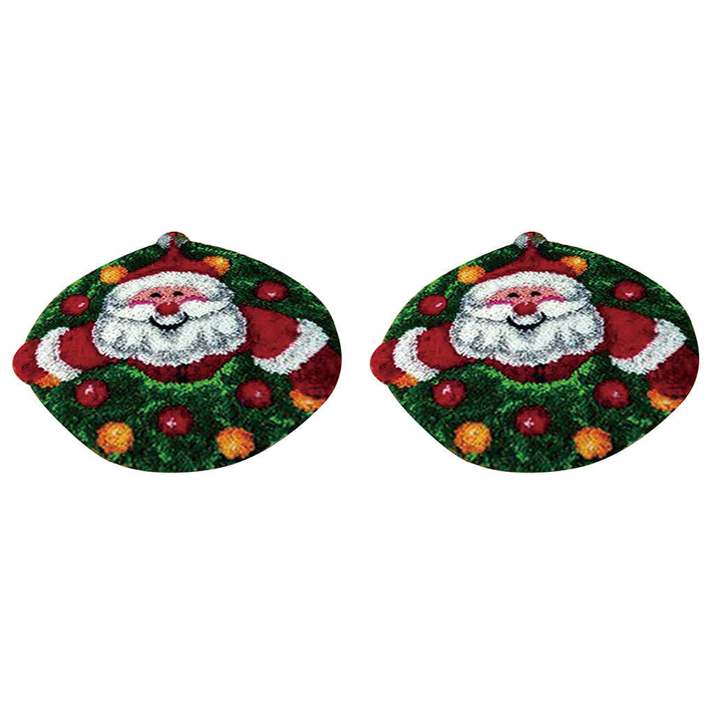 2 Set Santa Claus Latch Hook Kits for Adults Carpet Cushion Embroidery Craft
