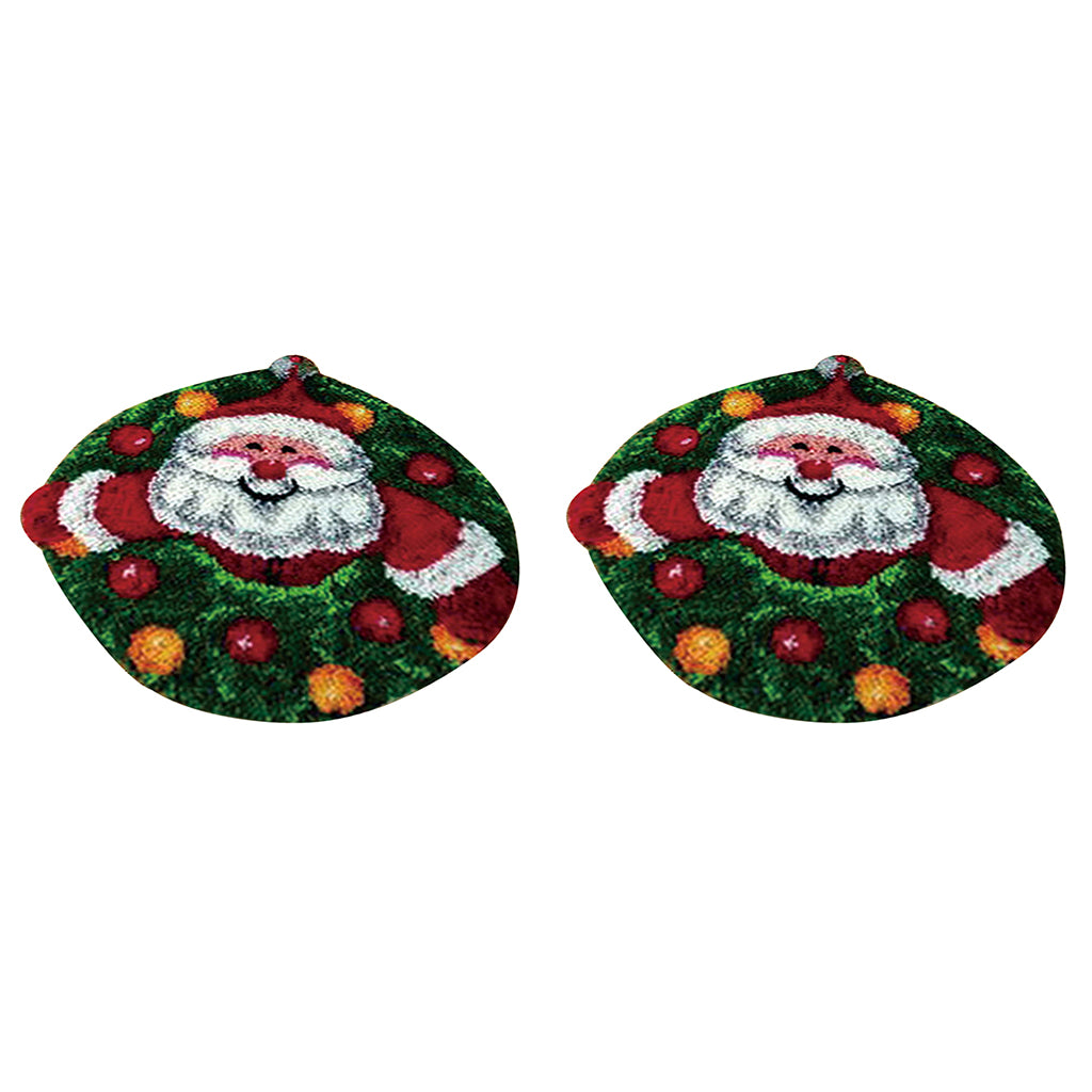 2 Set Santa Claus Latch Hook Kits for Adults Carpet Cushion Embroidery Craft