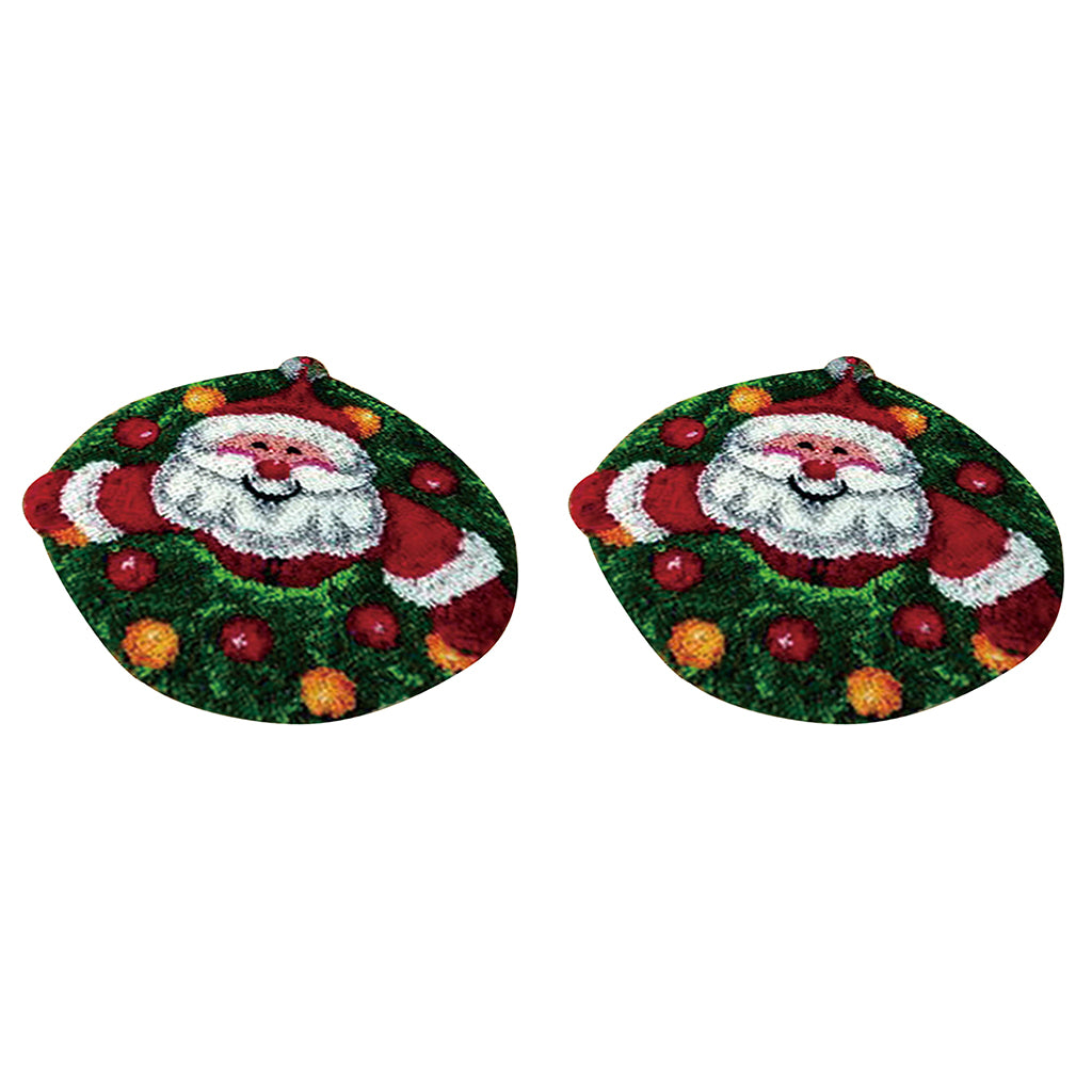 2 Set Santa Claus Latch Hook Kits for Adults Carpet Cushion Embroidery Craft