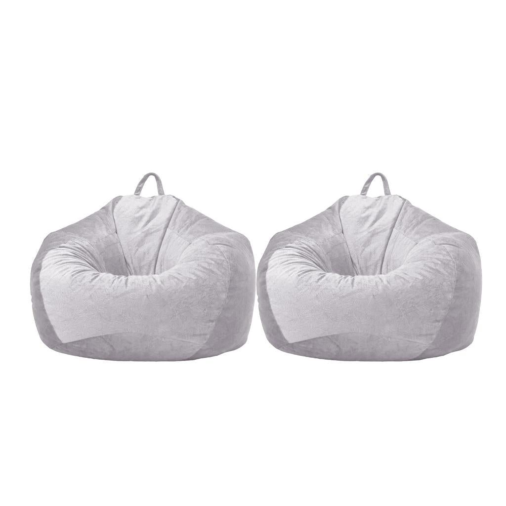 2xKids Stuffed Animals Storage Suede Bean Bag Cover 60x70cm Grey_1