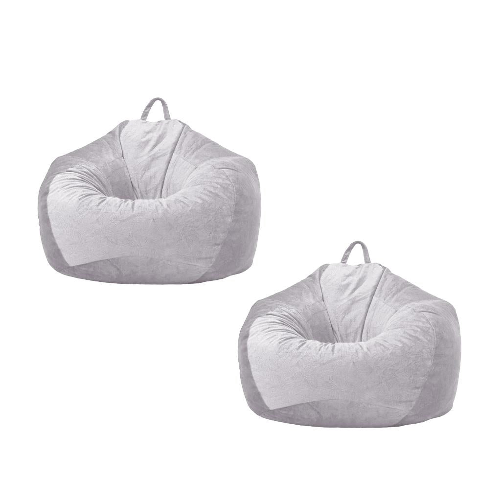 2xKids Stuffed Animals Storage Suede Bean Bag Cover 60x70cm Grey_1