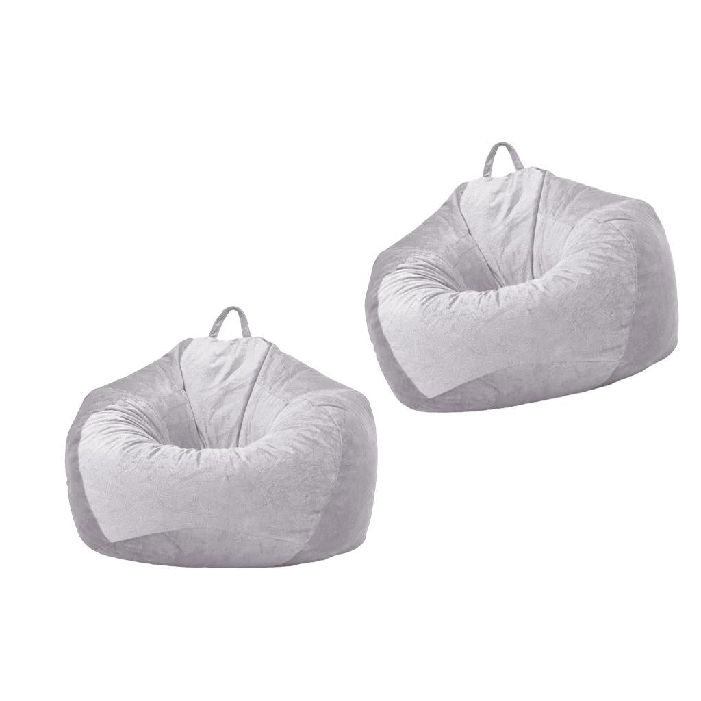 2xKids Stuffed Animals Storage Suede Bean Bag Cover 60x70cm Grey_1