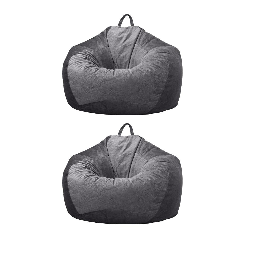 2xKids Stuffed Animals Storage Suede Bean Bag Cover 60x70cm Dark Grey