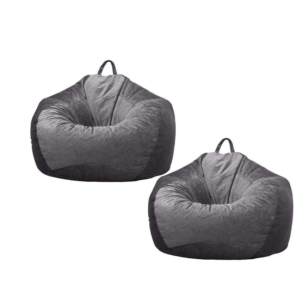 2xKids Stuffed Animals Storage Suede Bean Bag Cover 60x70cm Dark Grey