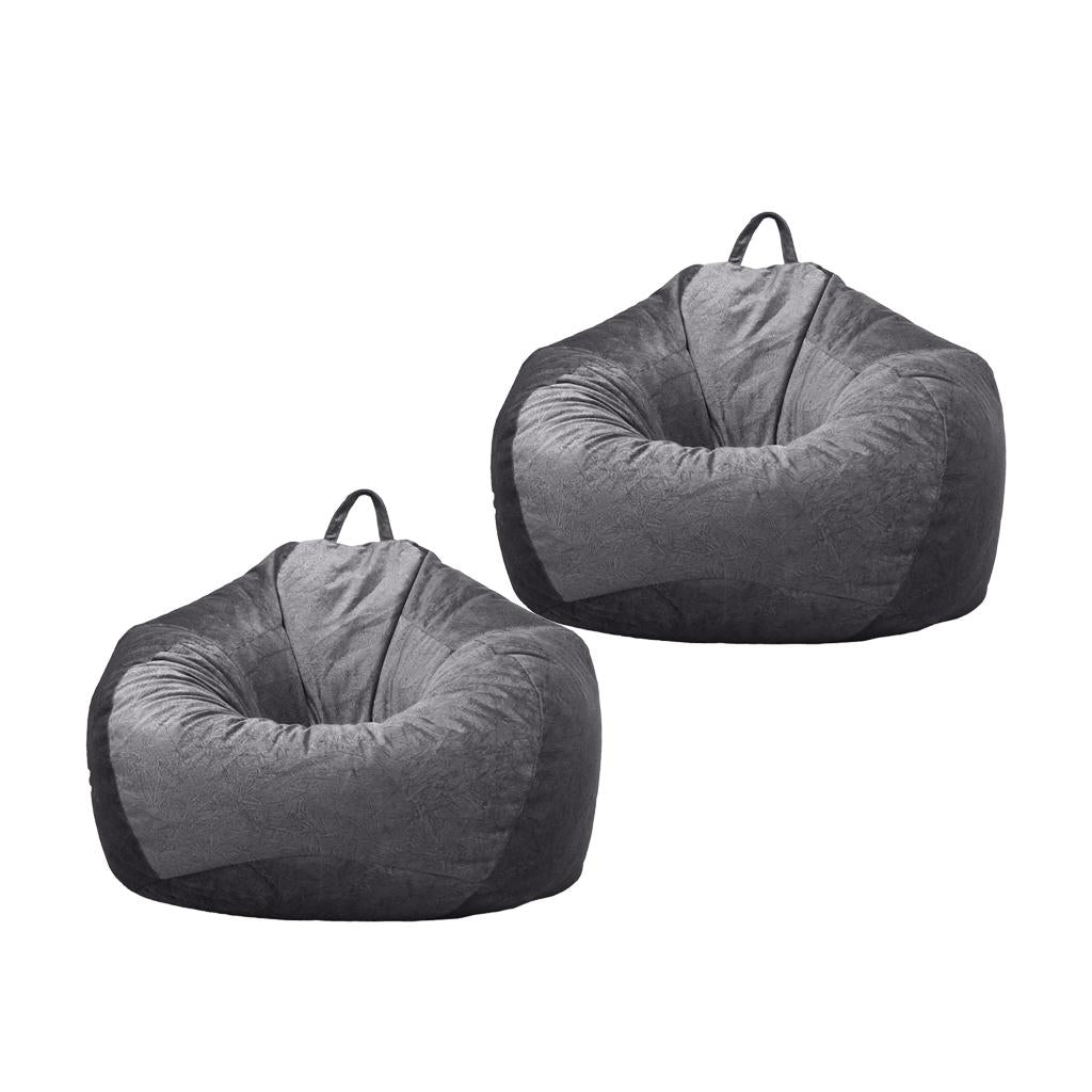 2xKids Stuffed Animals Storage Suede Bean Bag Cover 60x70cm Dark Grey