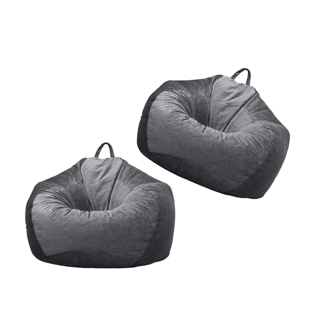 2xKids Stuffed Animals Storage Suede Bean Bag Cover 60x70cm Dark Grey