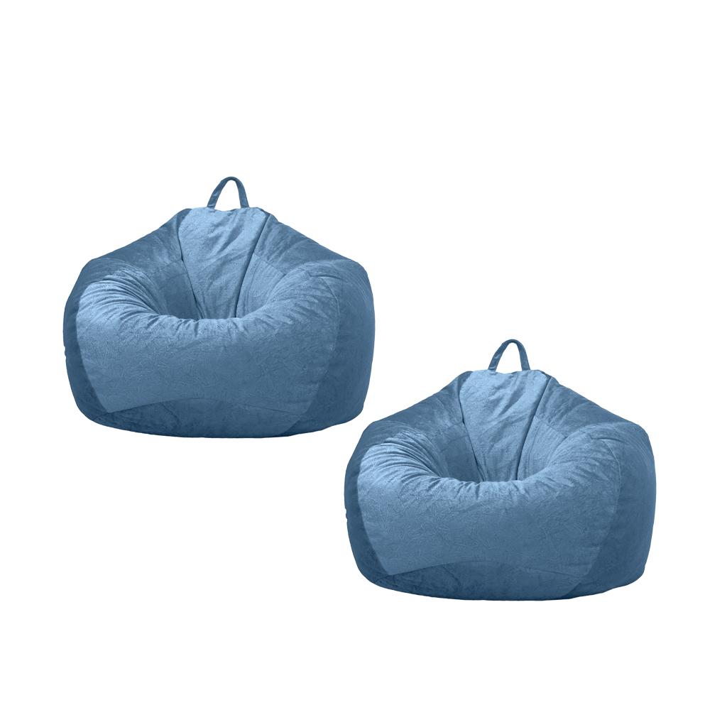 2xKids Stuffed Animals Storage Suede Bean Bag Cover 60x70cm Blue_2