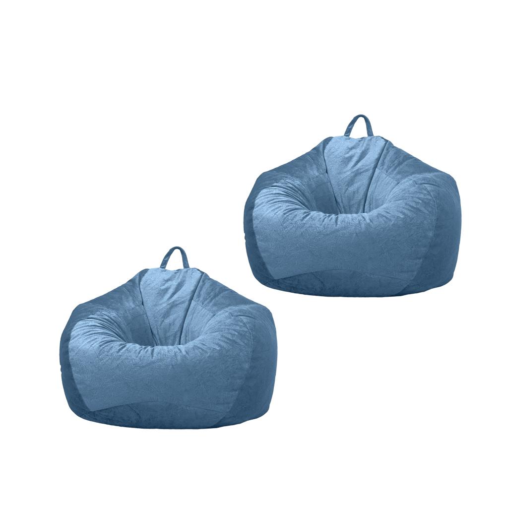 2xKids Stuffed Animals Storage Suede Bean Bag Cover 60x70cm Blue_2