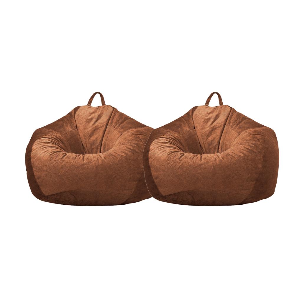 2xKids Stuffed Animals Storage Suede Bean Bag Cover 90x11cm Brown_2