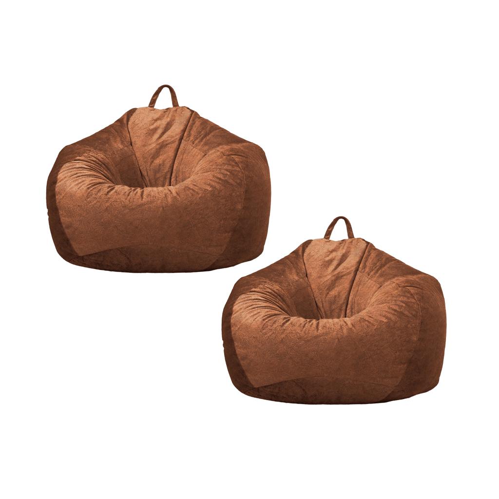 2xKids Stuffed Animals Storage Suede Bean Bag Cover 90x11cm Brown_2