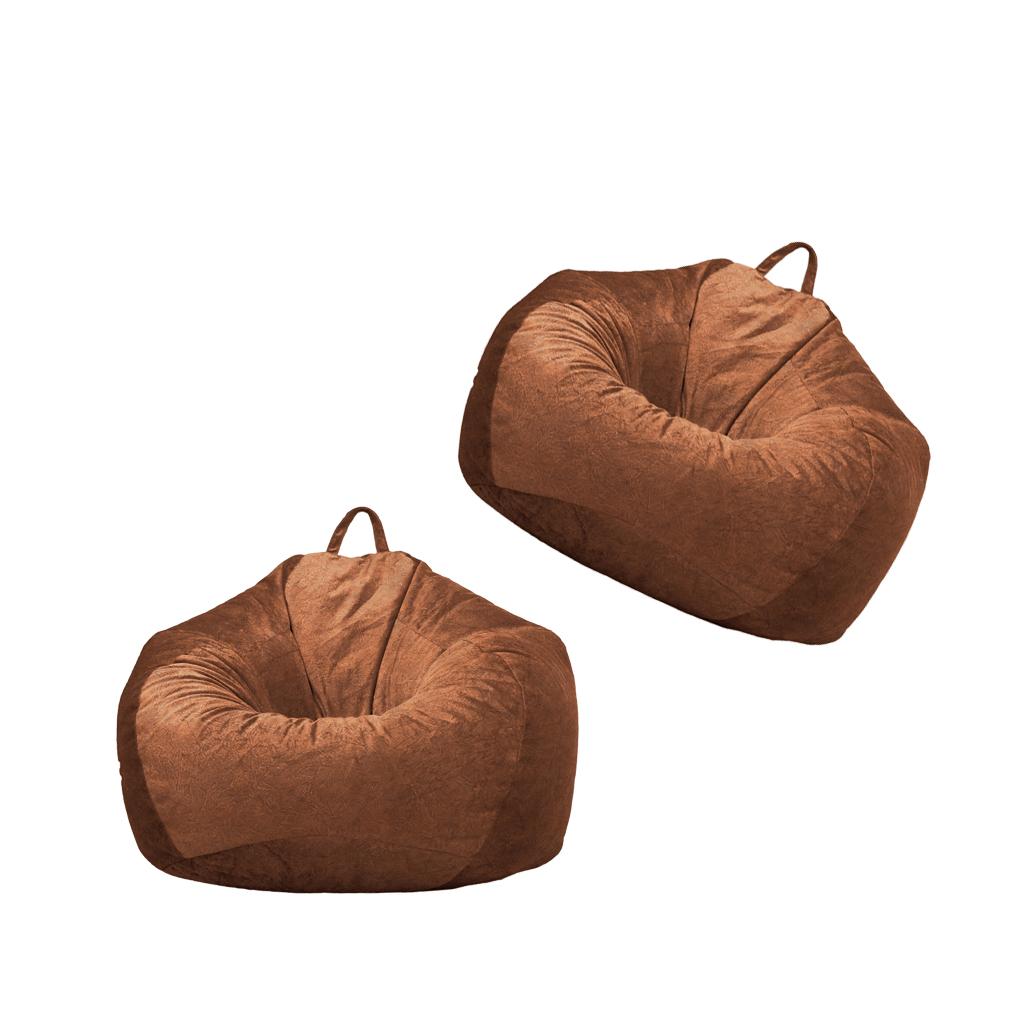 2xKids Stuffed Animals Storage Suede Bean Bag Cover 90x11cm Brown_2