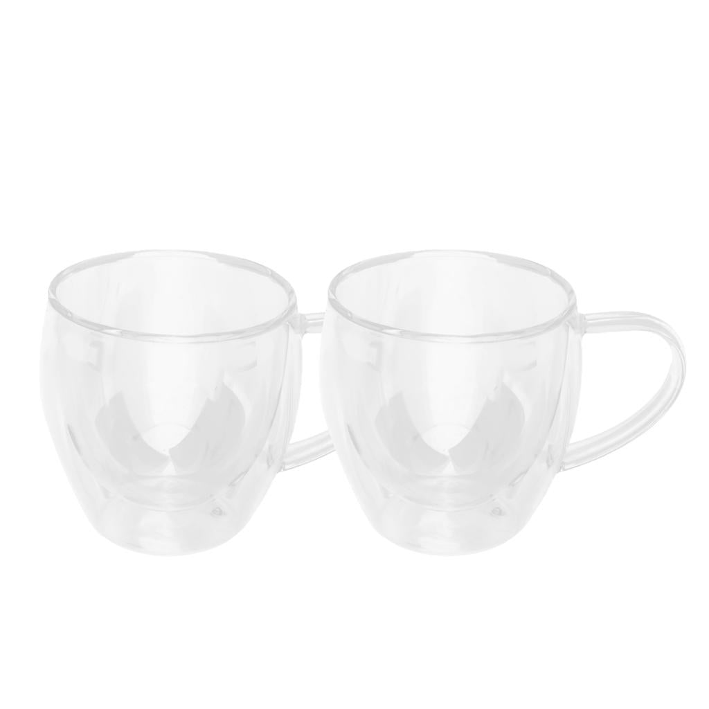 2xDouble-Layer Glass Espresso Cup Home Barware