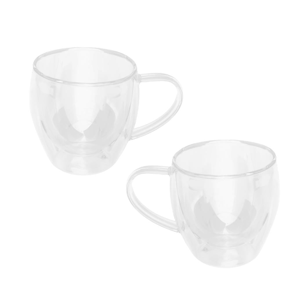 2xDouble-Layer Glass Espresso Cup Home Barware