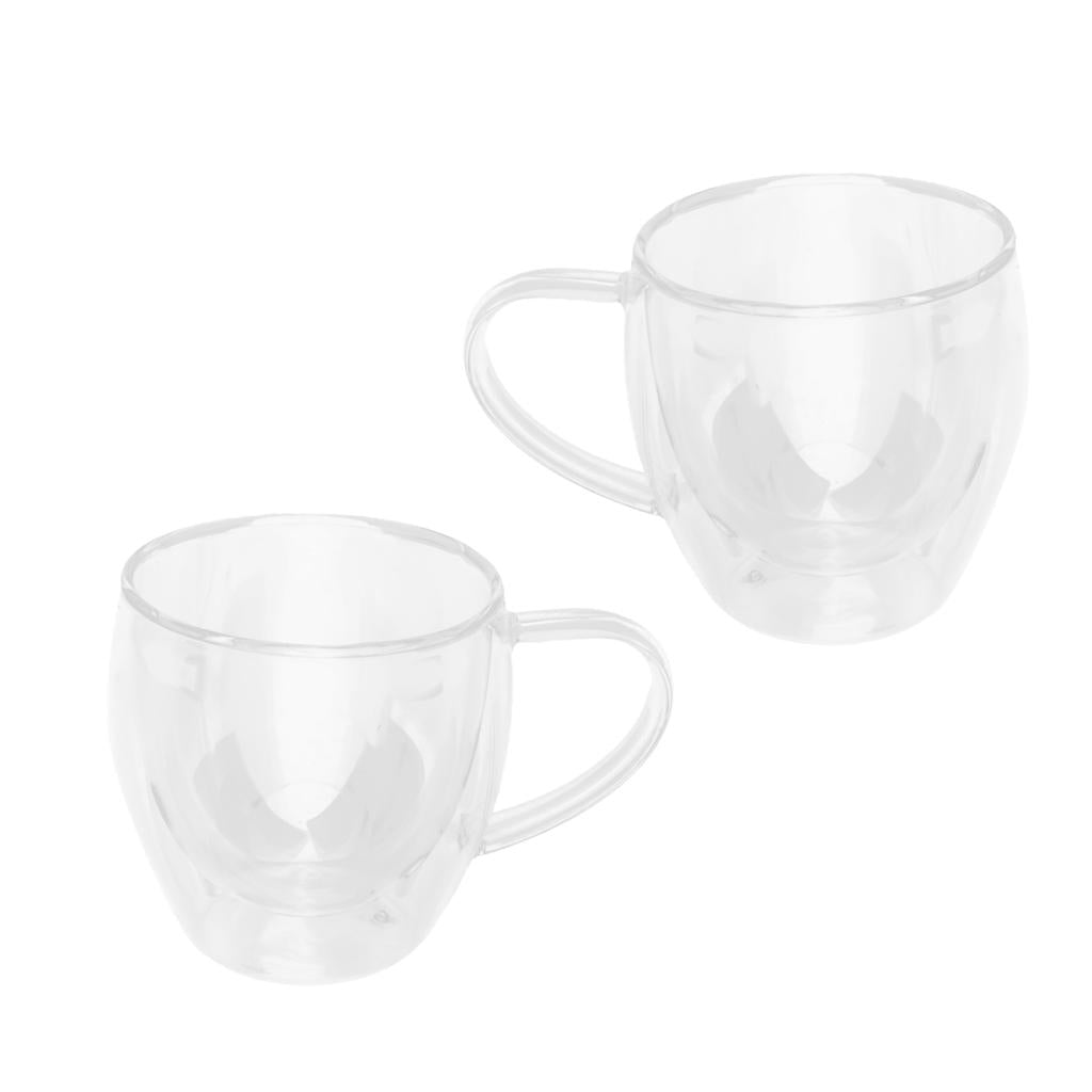 2xDouble-Layer Glass Espresso Cup Home Barware