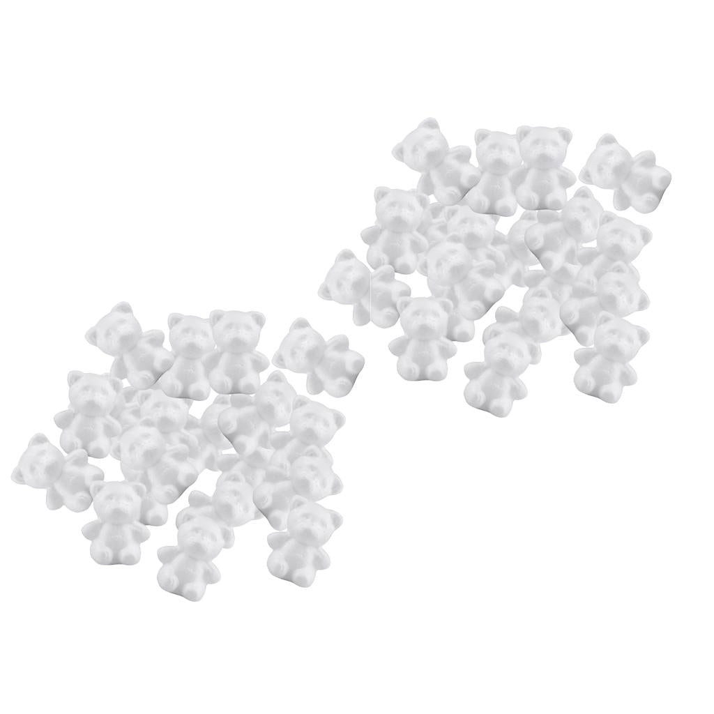 40Pcs Bear Shaped Modelling Styrofoam Foam Creative DIY Kids Painted Crafts