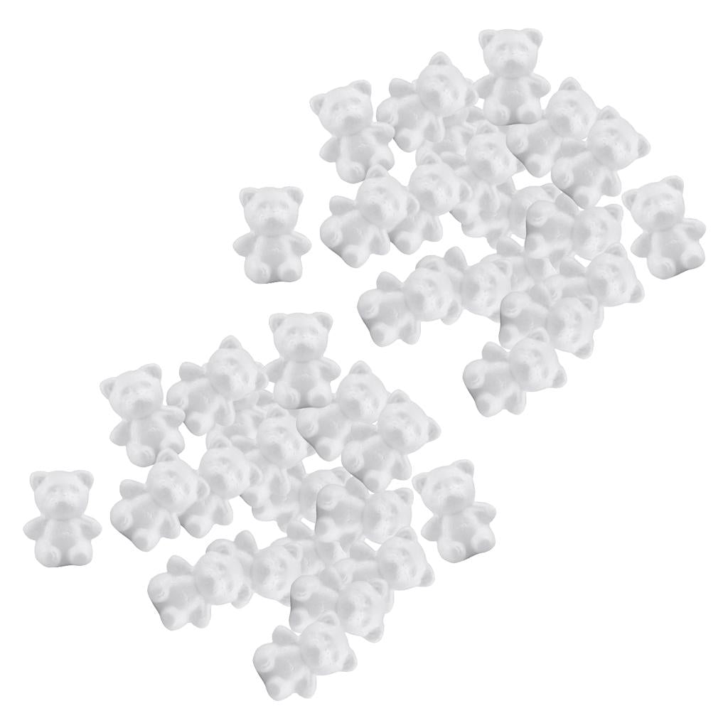 40Pcs Bear Shaped Modelling Styrofoam Foam Creative DIY Kids Painted Crafts