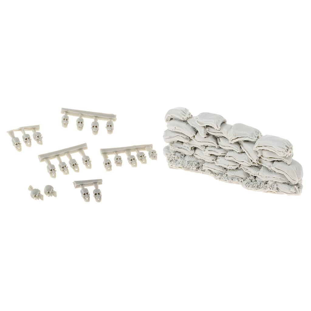 1/35 Resin Soldier Scenario Accessories Kit Model Sandbag Wall Soldier Skull