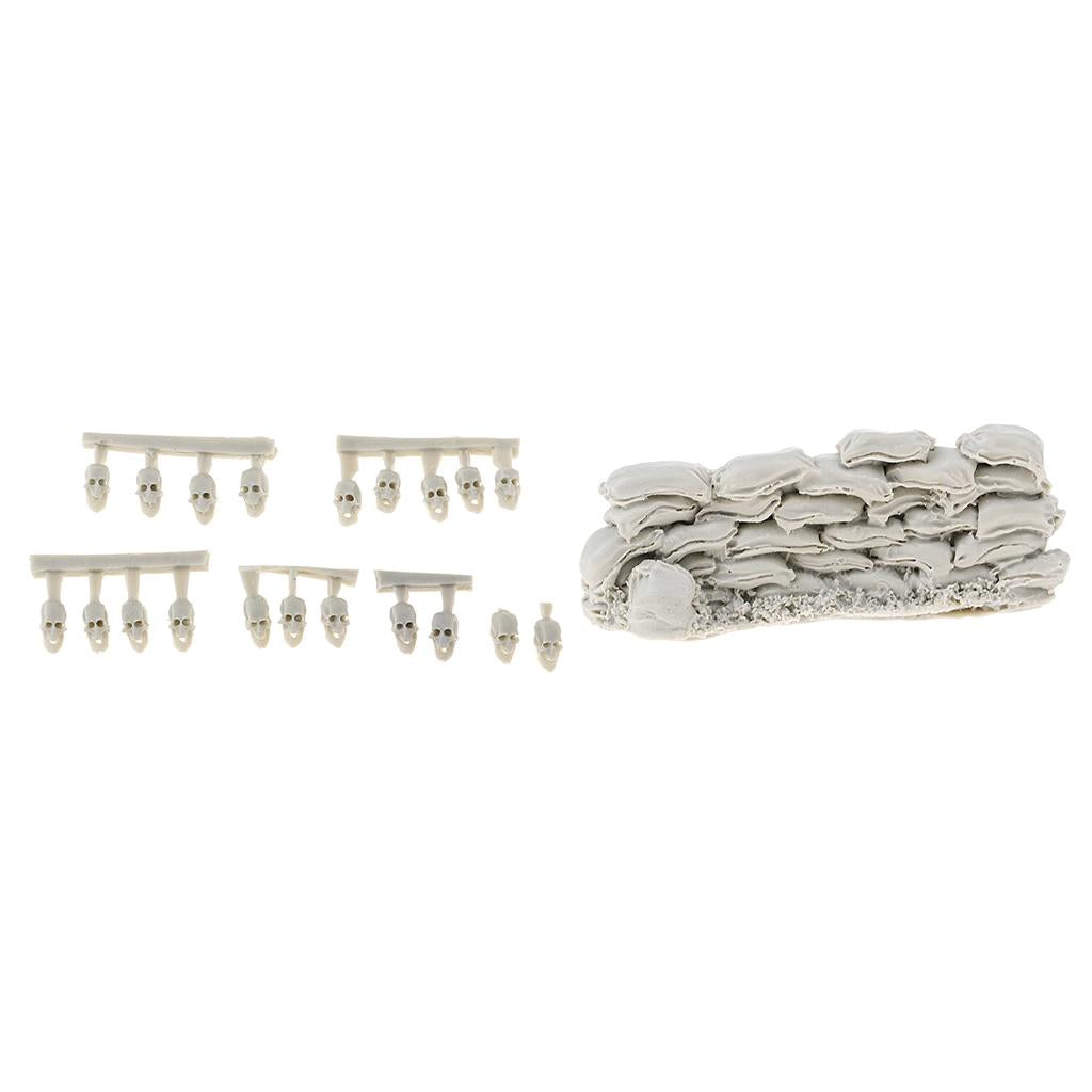 1/35 Resin Soldier Scenario Accessories Kit Model Sandbag Wall Soldier Skull