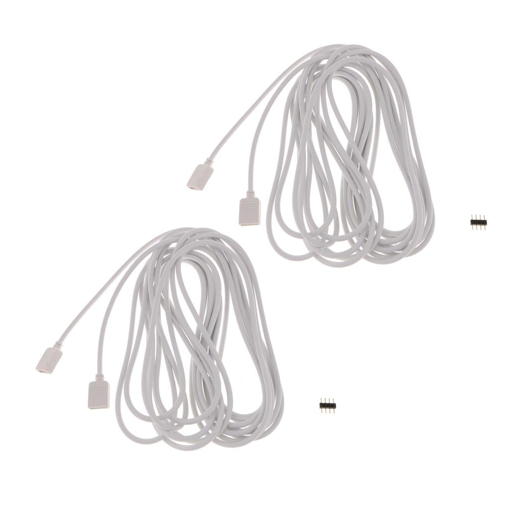 2pcs 5050 3528 RGB LED Strip Light Extension Cable Connector Line 4 Pin 5m