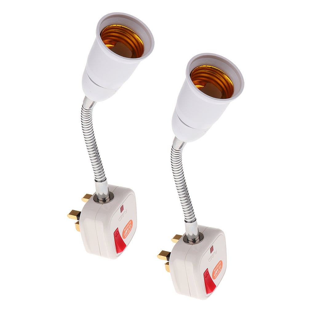 2x E27 Socket Light Bulb Socket Adaptor Converter Lamp Holder Base-UK Plug