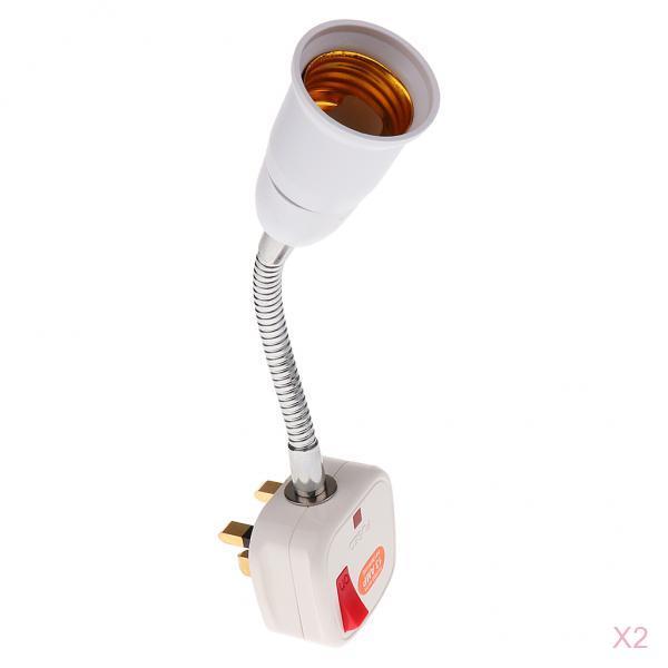 2x E27 Socket Light Bulb Socket Adaptor Converter Lamp Holder Base-UK Plug