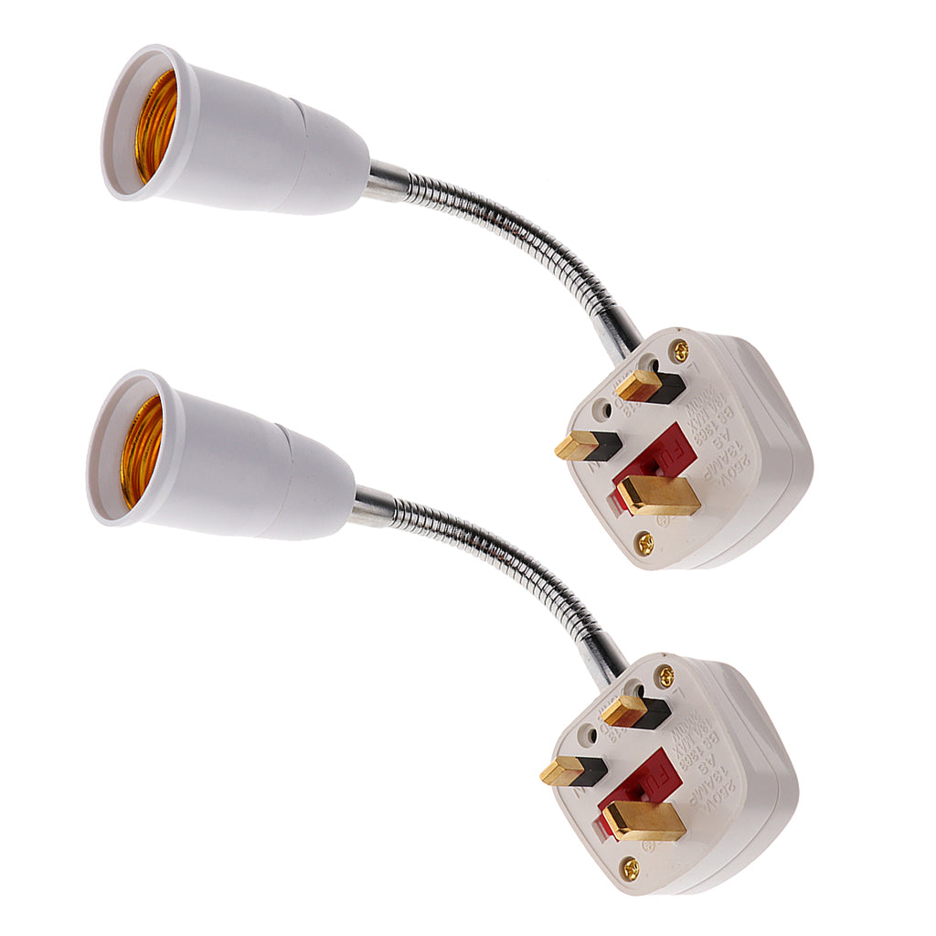 2x E27 Socket Light Bulb Socket Adaptor Converter Lamp Holder Base-UK Plug