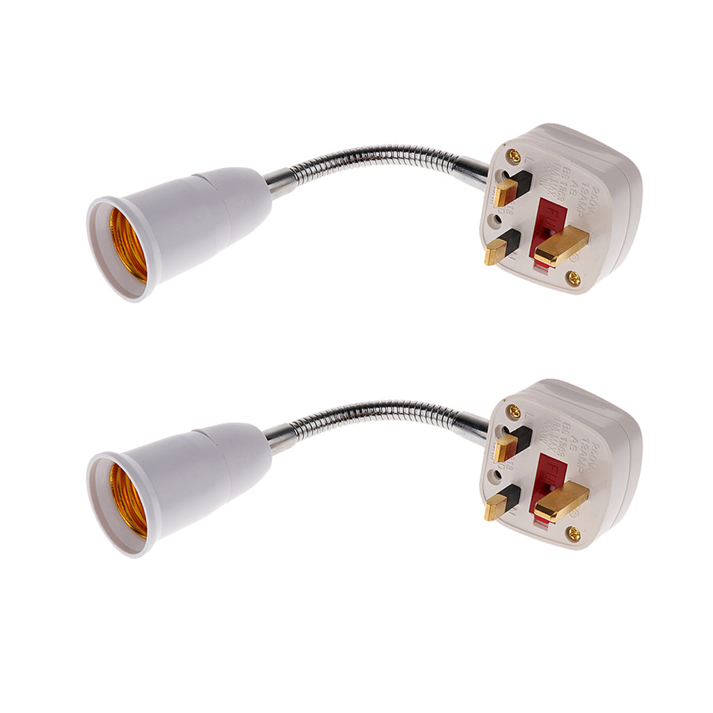 2x E27 Socket Light Bulb Socket Adaptor Converter Lamp Holder Base-UK Plug