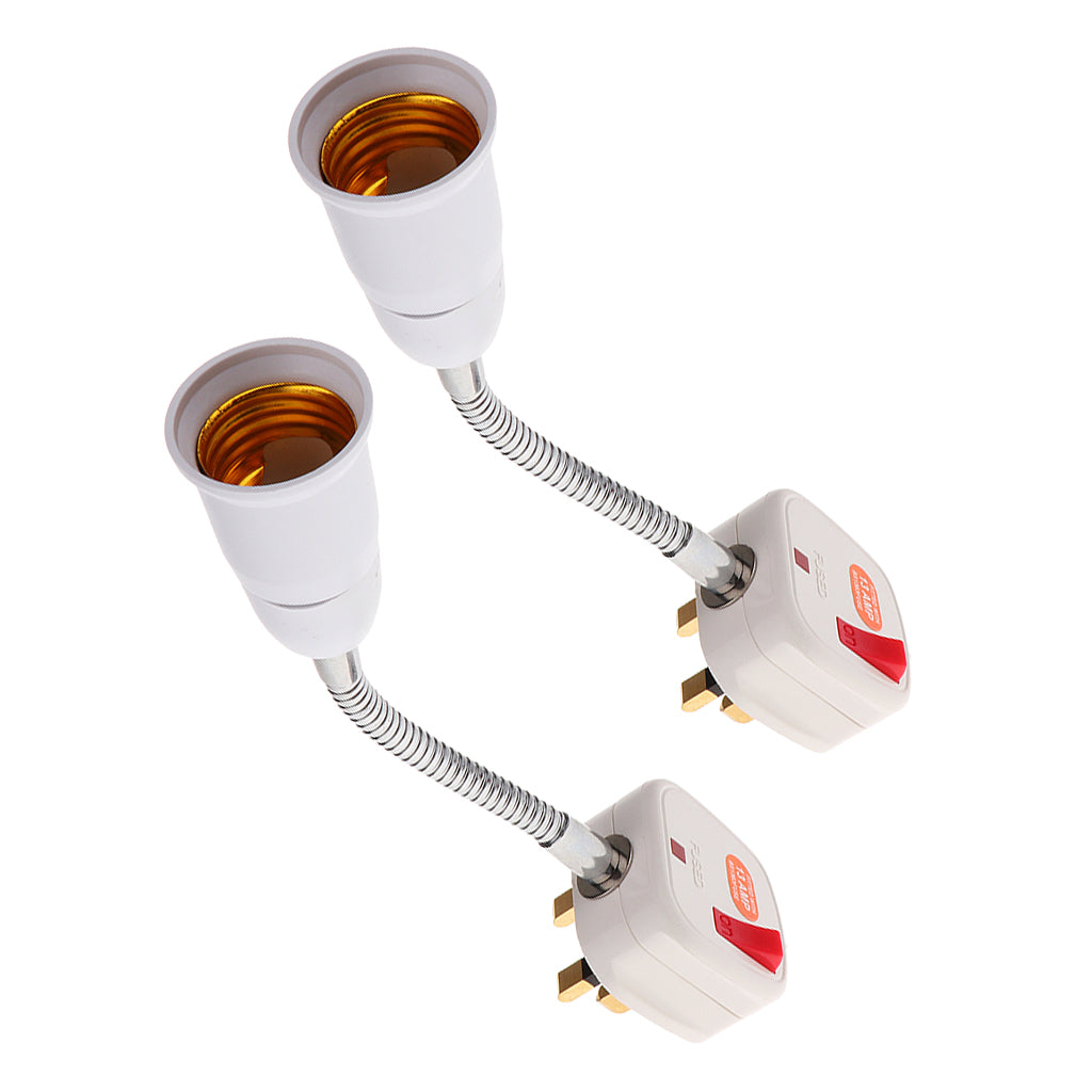 2x E27 Socket Light Bulb Socket Adaptor Converter Lamp Holder Base-UK Plug