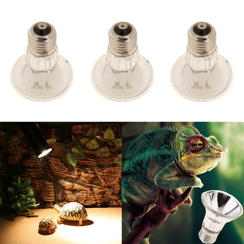3pcs E27 Reptile Halogen Spotlight Full Spectrum UVA UVB Heating Light 25W