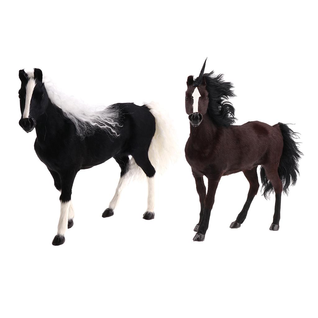 2 Pieces Simulation Plush Stuffed Horse Animal Soft Toy Home Decor Ornament