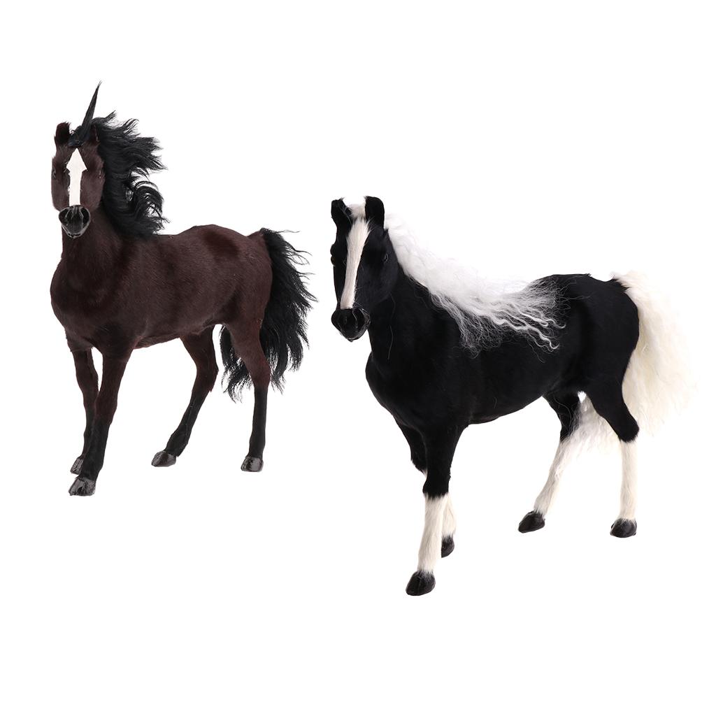 2 Pieces Simulation Plush Stuffed Horse Animal Soft Toy Home Decor Ornament