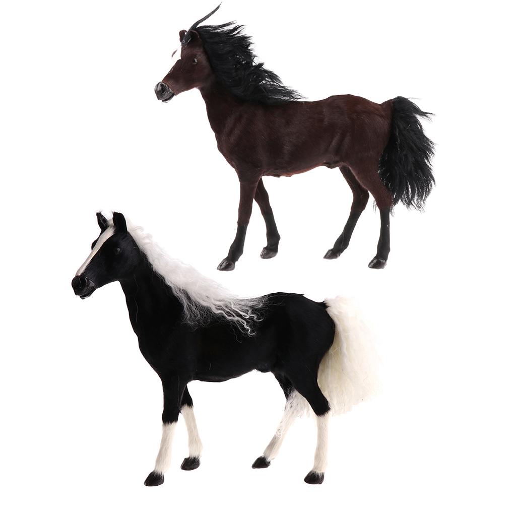 2 Pieces Simulation Plush Stuffed Horse Animal Soft Toy Home Decor Ornament