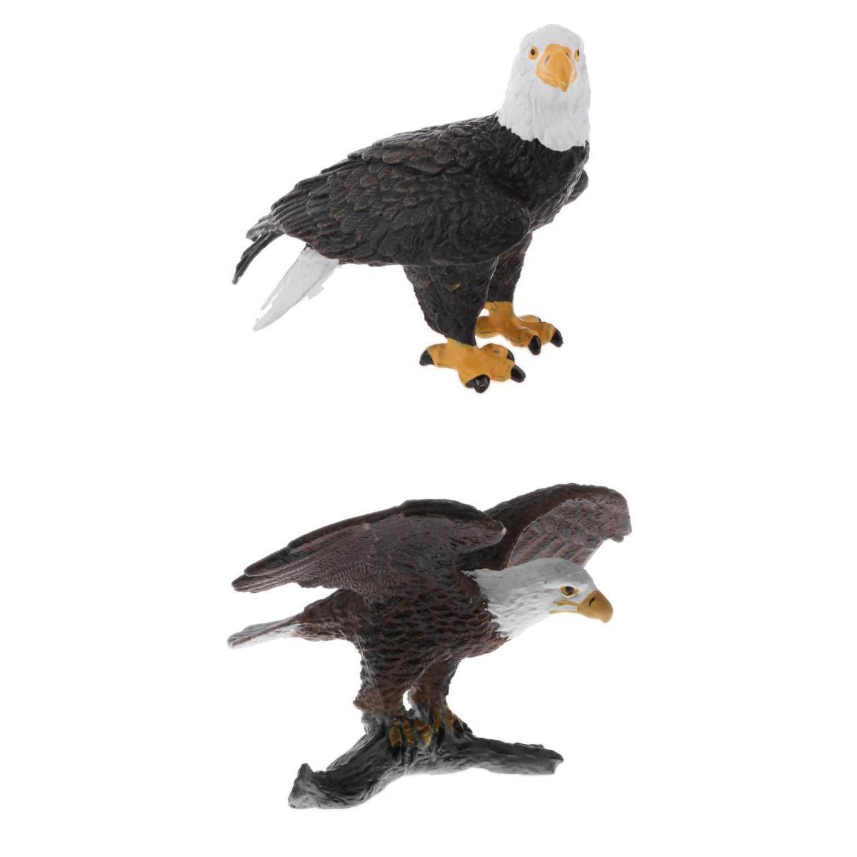 2 Pcs Animal Model Figurine Action Figure Playset Kids Toy Bald Eagle