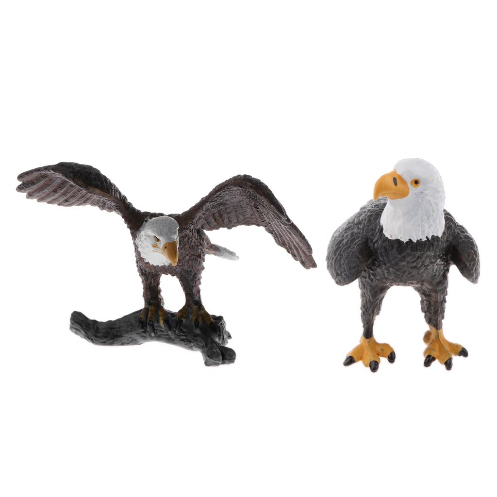 2 Pcs Animal Model Figurine Action Figure Playset Kids Toy Bald Eagle