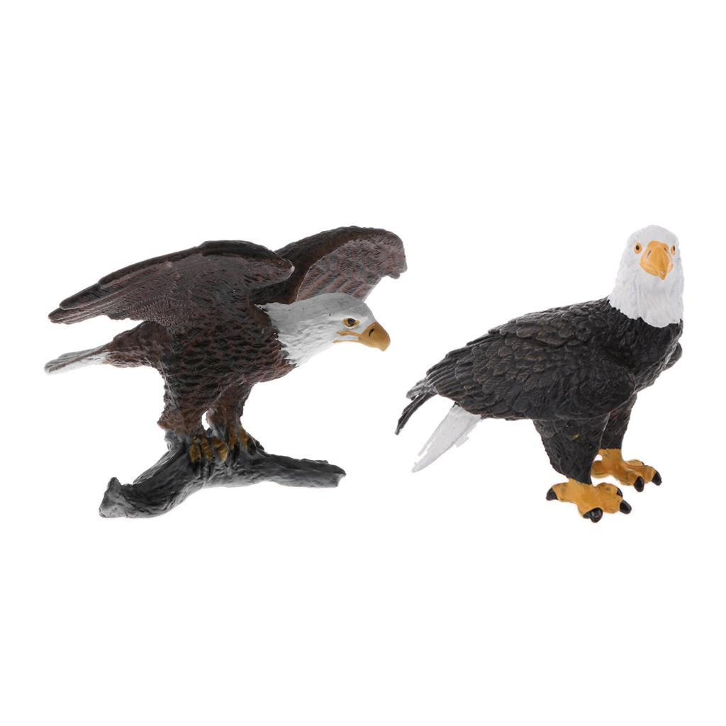 2 Pcs Animal Model Figurine Action Figure Playset Kids Toy Bald Eagle