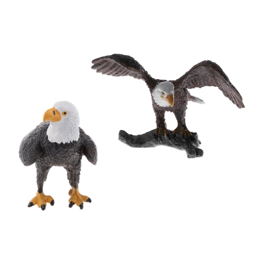 2 Pcs Animal Model Figurine Action Figure Playset Kids Toy Bald Eagle