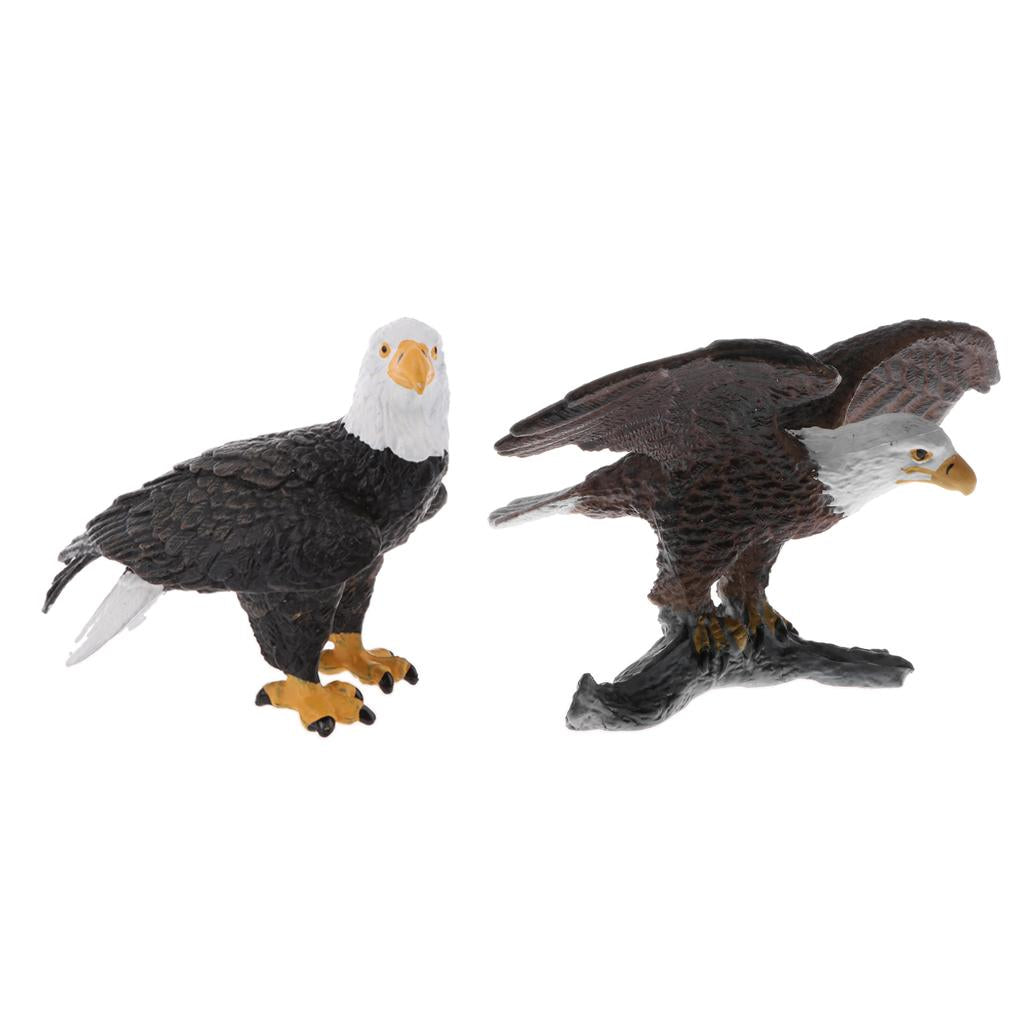 2 Pcs Animal Model Figurine Action Figure Playset Kids Toy Bald Eagle
