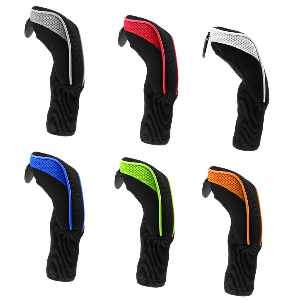 6Pcs Long Neck Headcover Golf Club Rescue Head Covers Golf Hybrid Headcovers