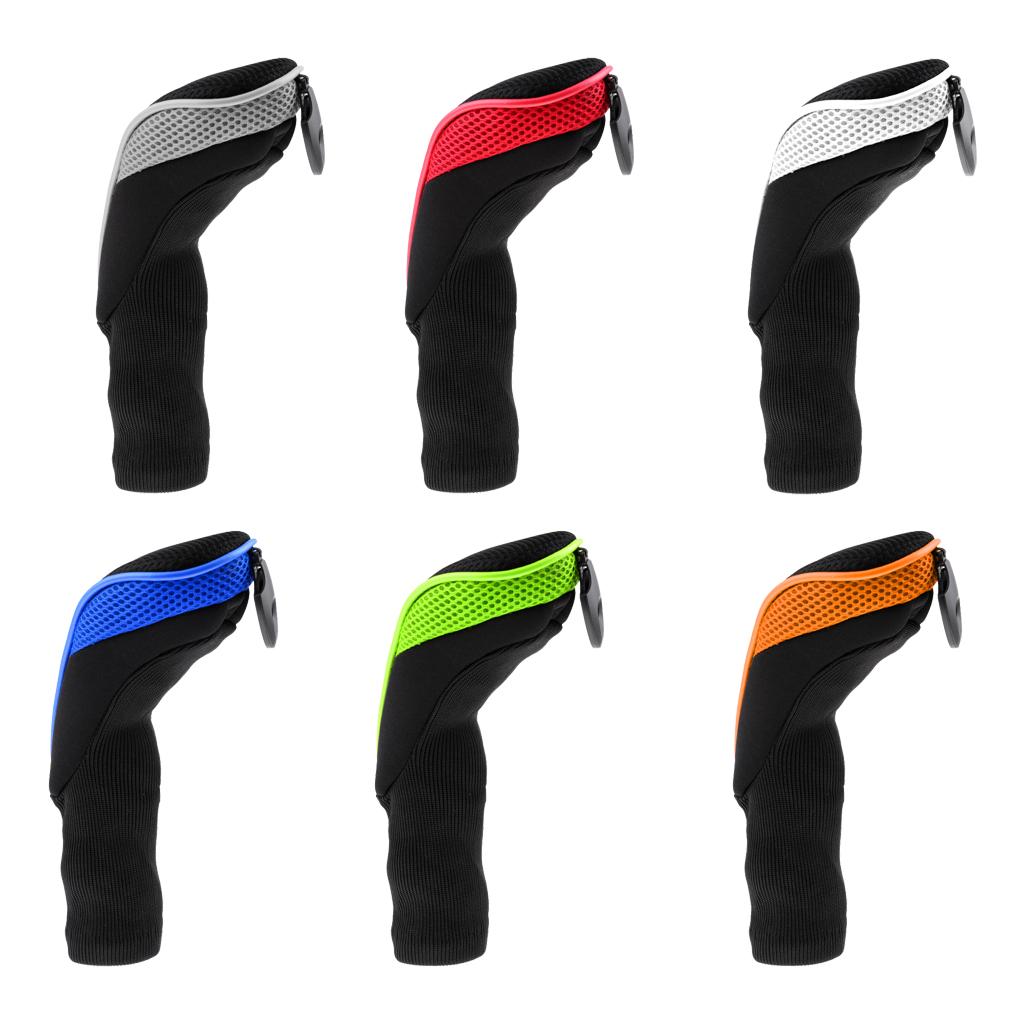 6Pcs Long Neck Headcover Golf Club Rescue Head Covers Golf Hybrid Headcovers