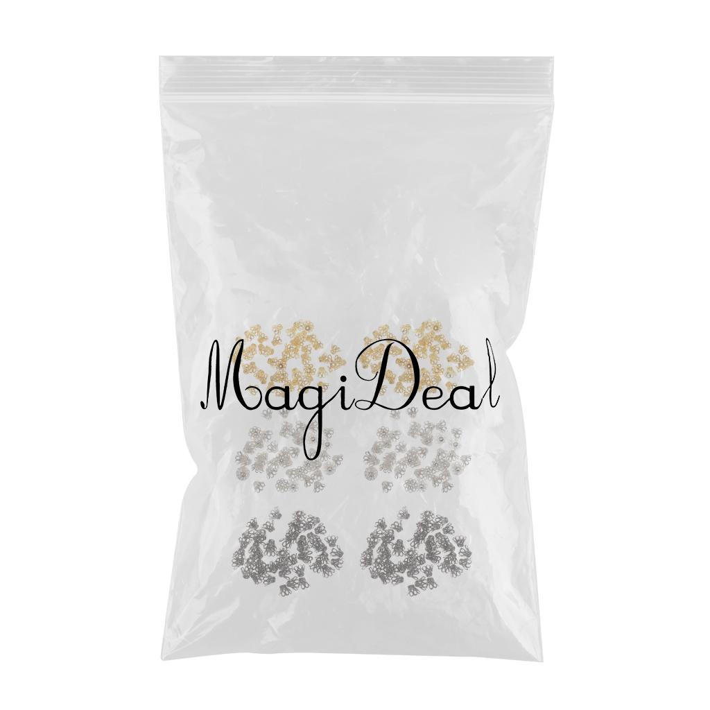 300pcs Vintage Filigree Flower Bead End Cap Jewelry Making Findings 12x7mm