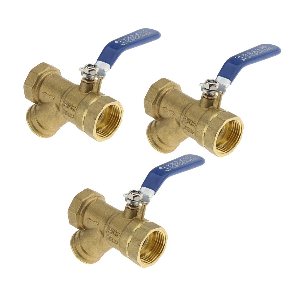 3Pcs 1 Brass Ball Valve Shut Off Female Thread with Filter Strainer DN25"