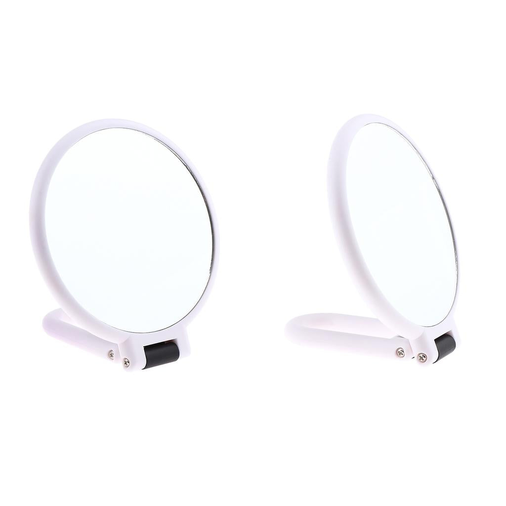 2x Round Handheld Dual Side Makeup Mirror Magnifying Mirror w/ Hanger X10 X5