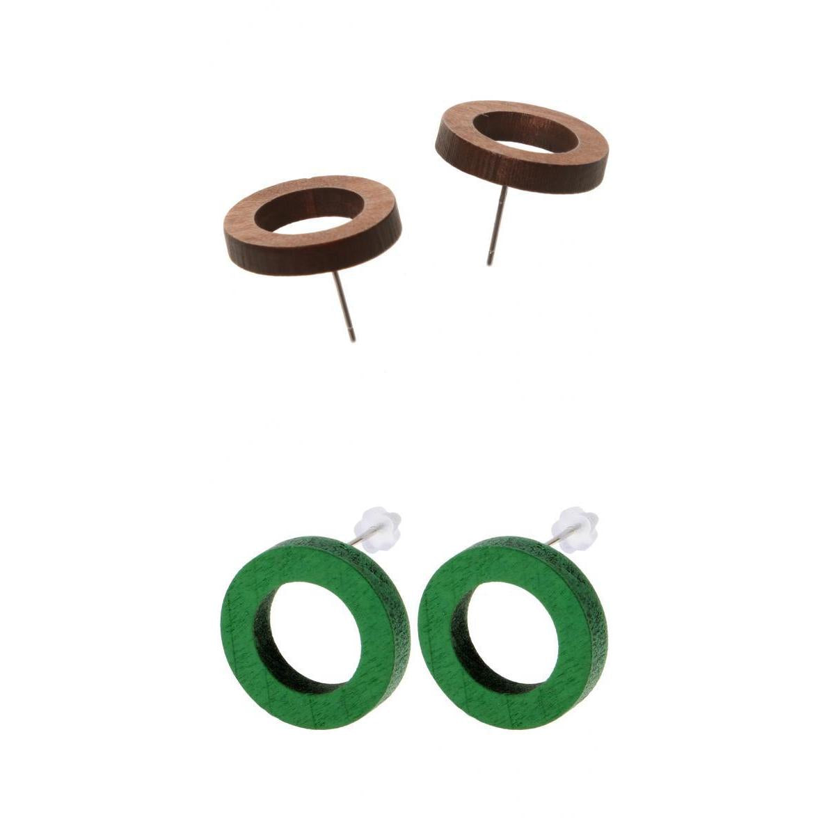 2 Pairs Fashion Hollow Out Wooden Round Dangle Drop Earrings For Women Girl
