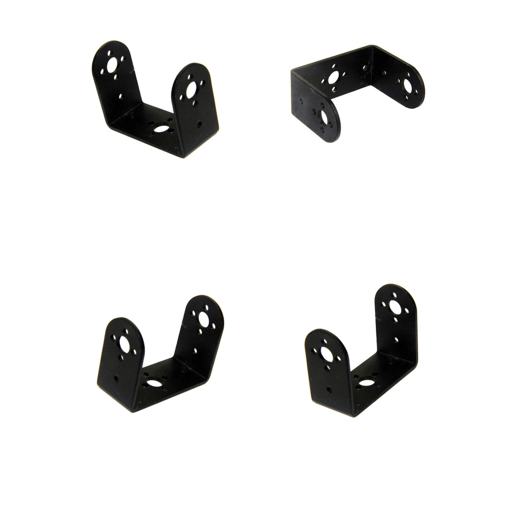 4x Aluminum Short U Steering Gear Mechanical Robot Arm Mount Holder Black