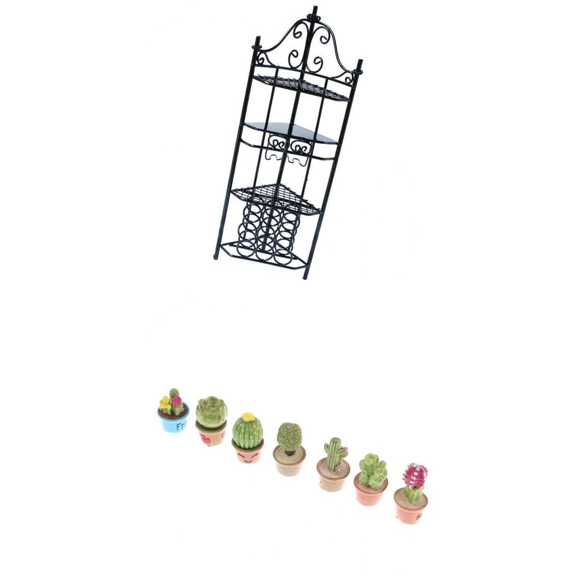 1/12 Dollhouse Mini 3 Layer Flower Rack Storage Shelf & Succulent Plants Toy