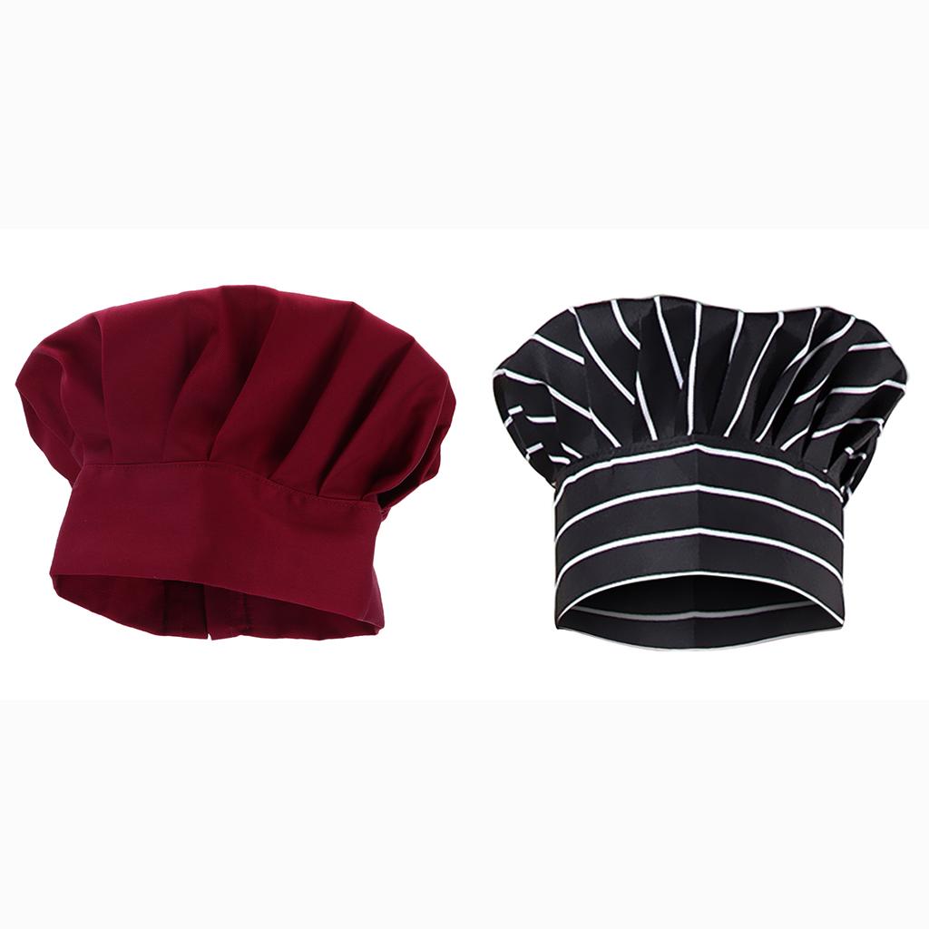2pcs Comfortable Cook Adjustable Kitchen Baker Chef Elastic Cap Hat Catering